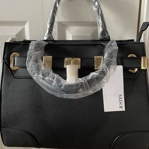 Black JustFab large bag purse with decorative lock